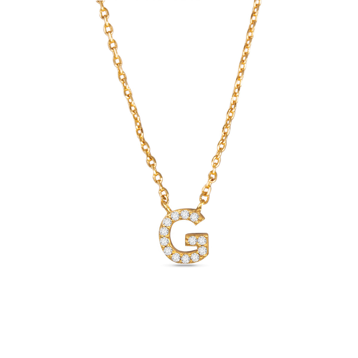 Gold CZ Initial Necklace