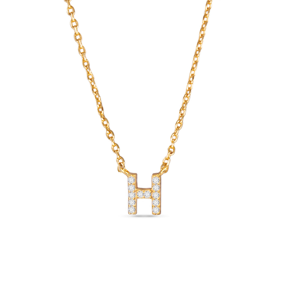 Gold CZ Initial Necklace