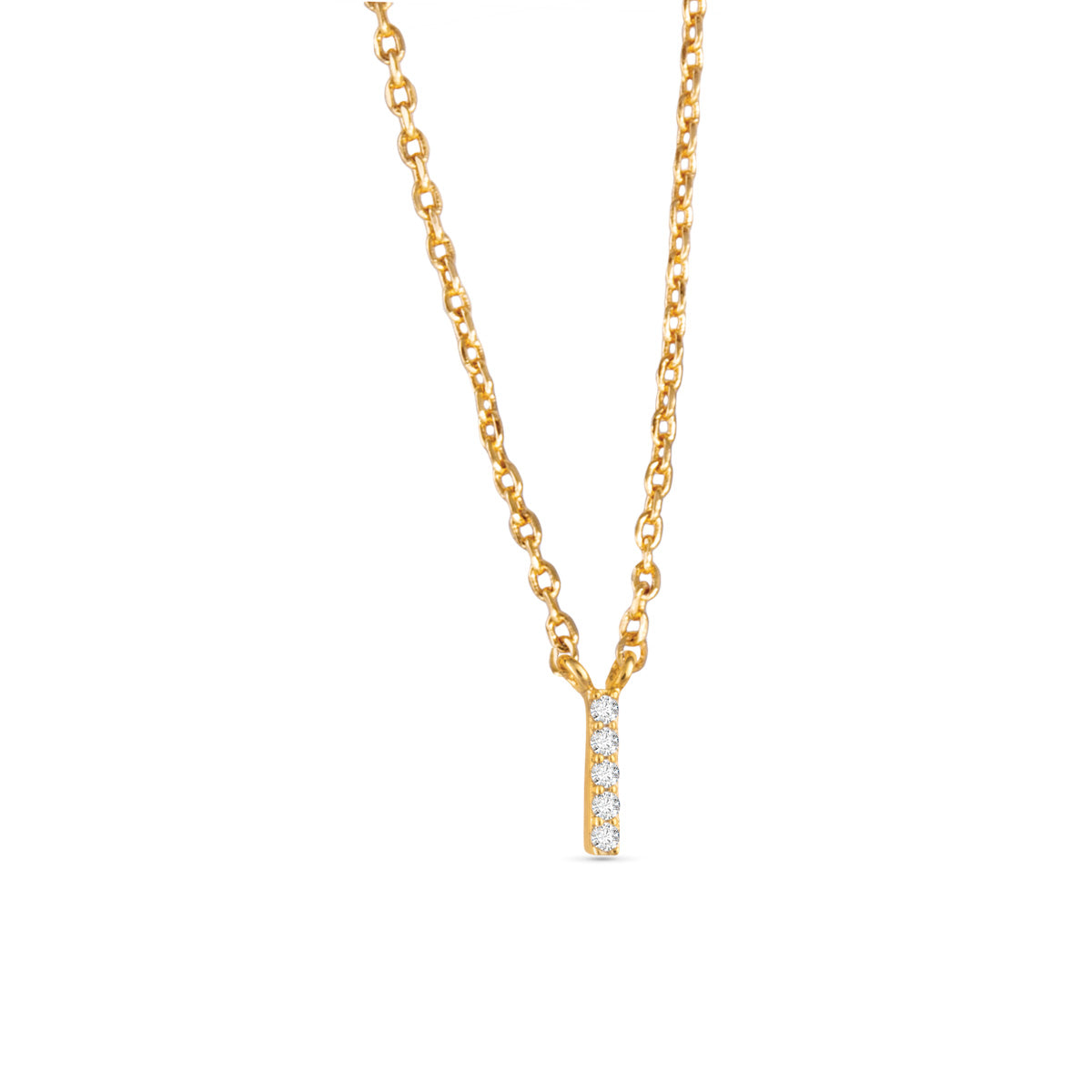 Gold CZ Initial Necklace