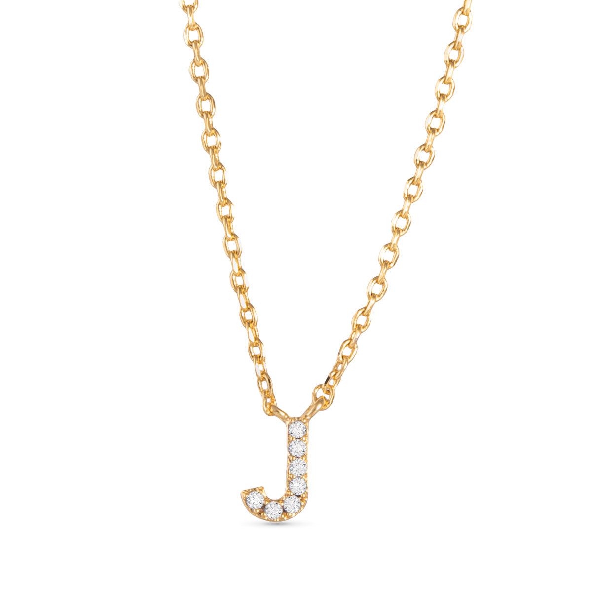 Gold CZ Initial Necklace