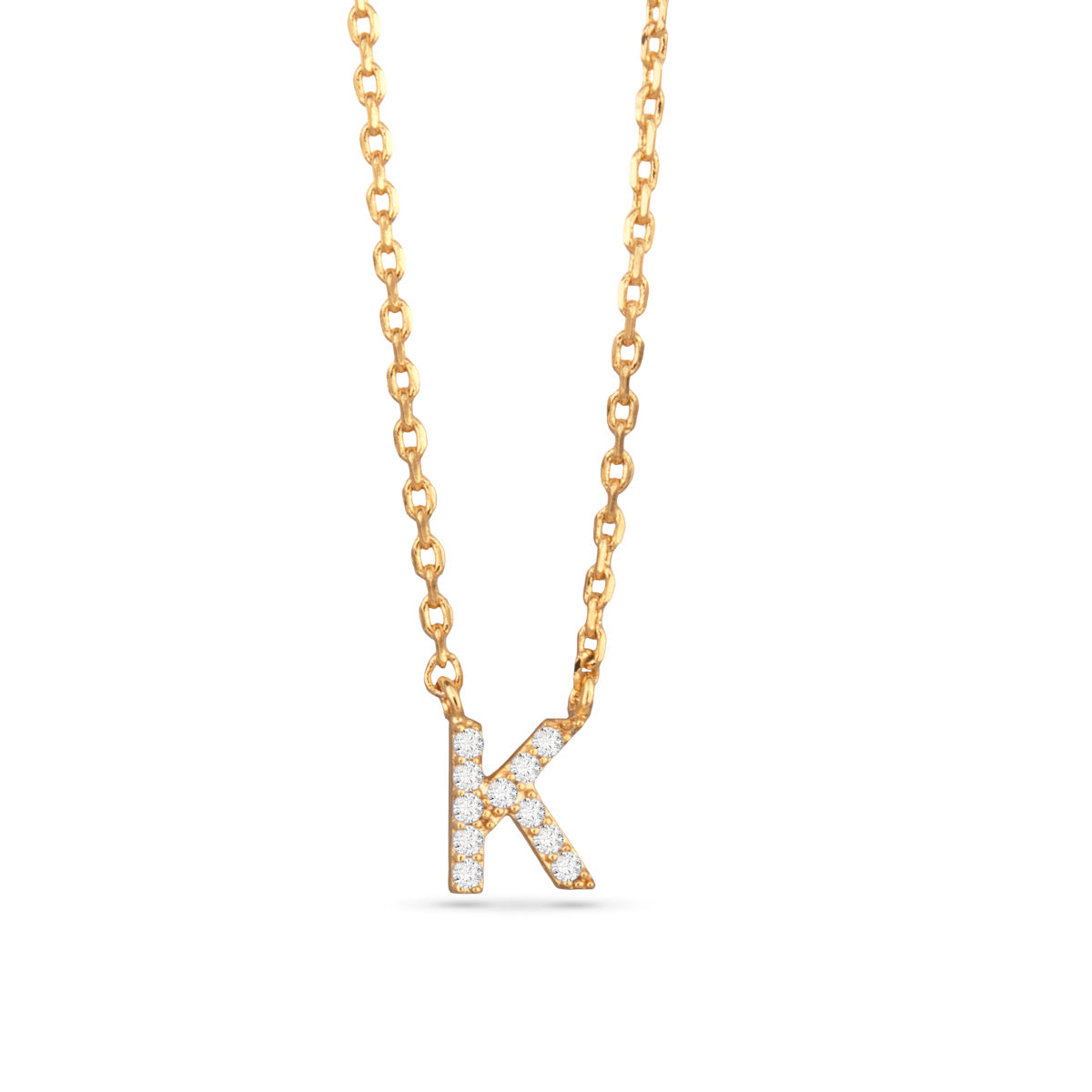 Gold CZ Initial Necklace