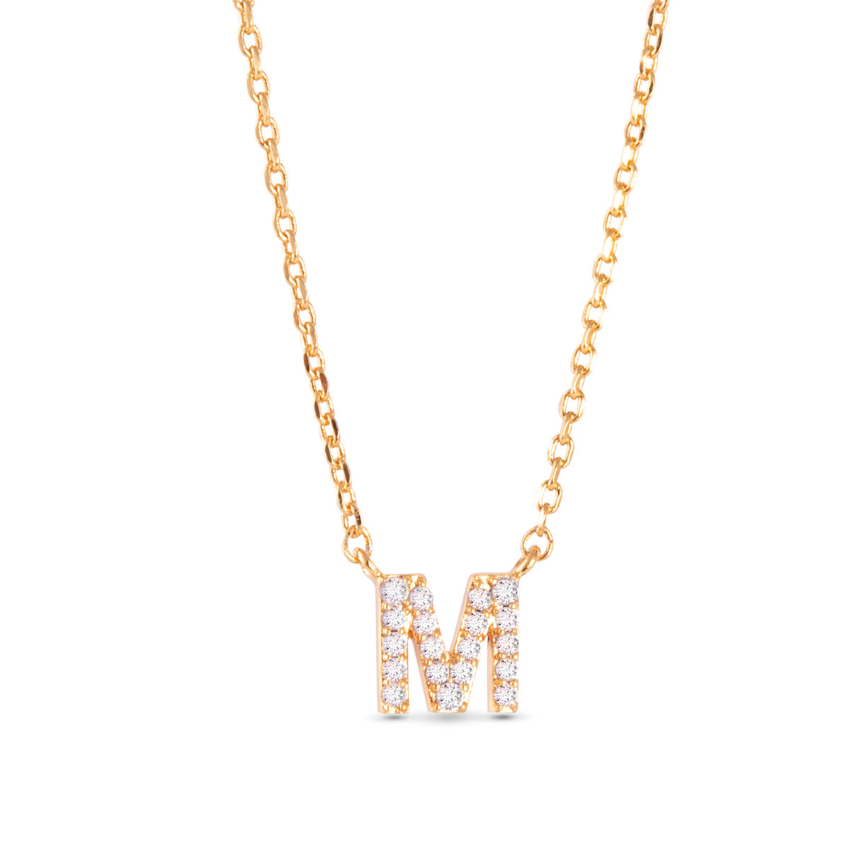 Gold CZ Initial Necklace