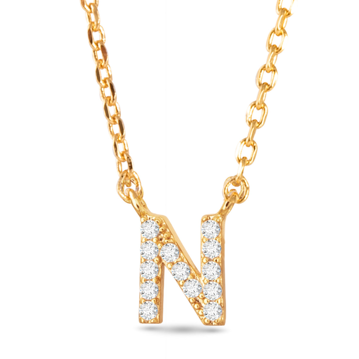 Gold CZ Initial Necklace