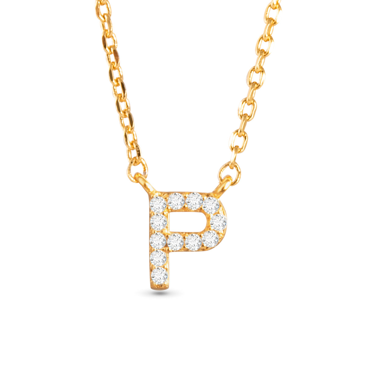 Gold CZ Initial Necklace