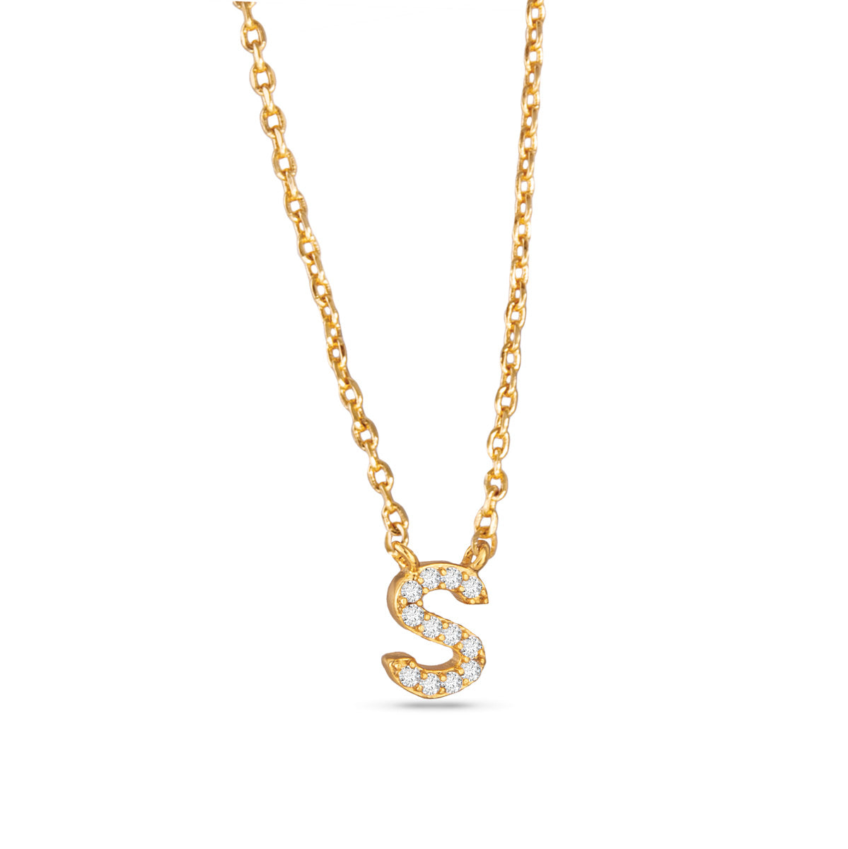 Gold CZ Initial Necklace