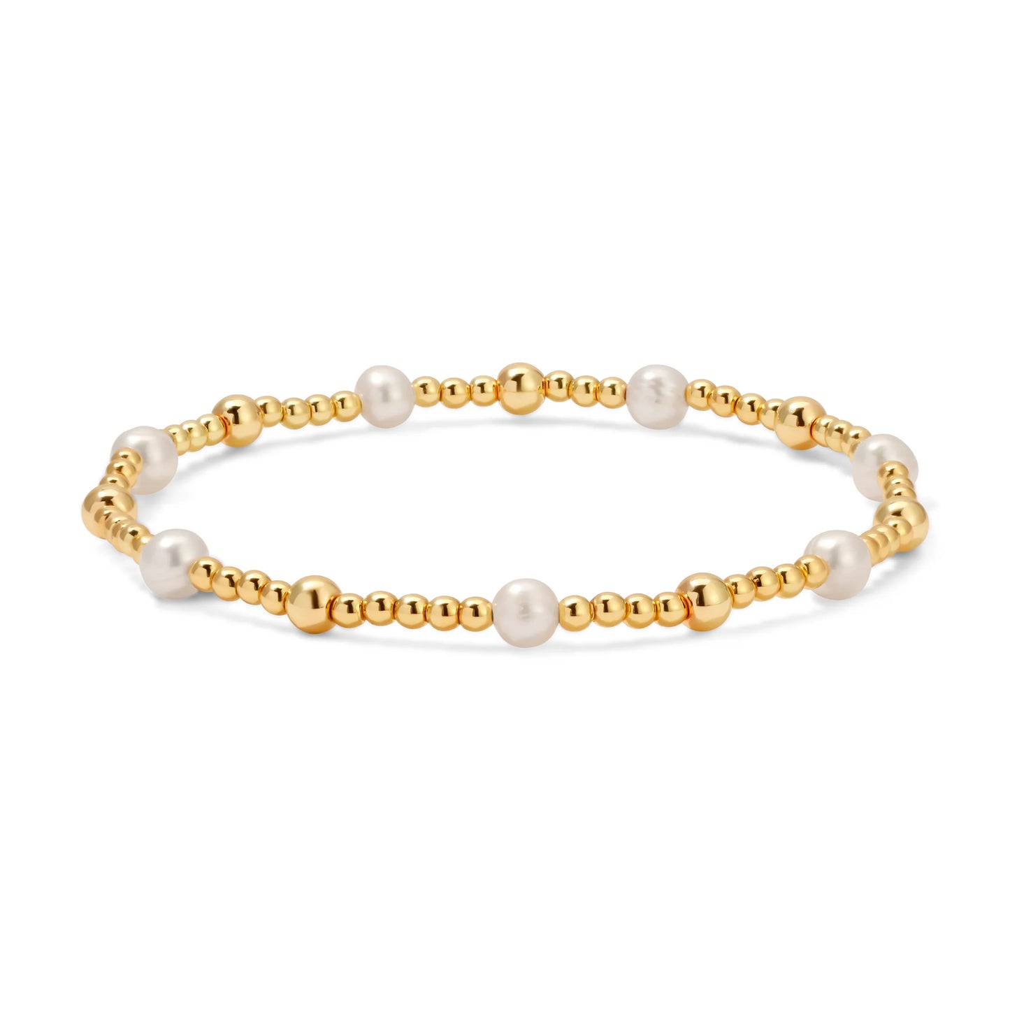 2.5mm Gold And Pearl Beaded Bracelet