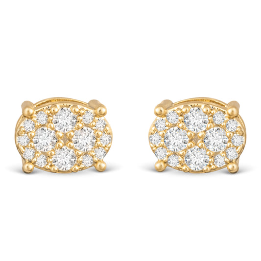 Pave Oval Stud Gold