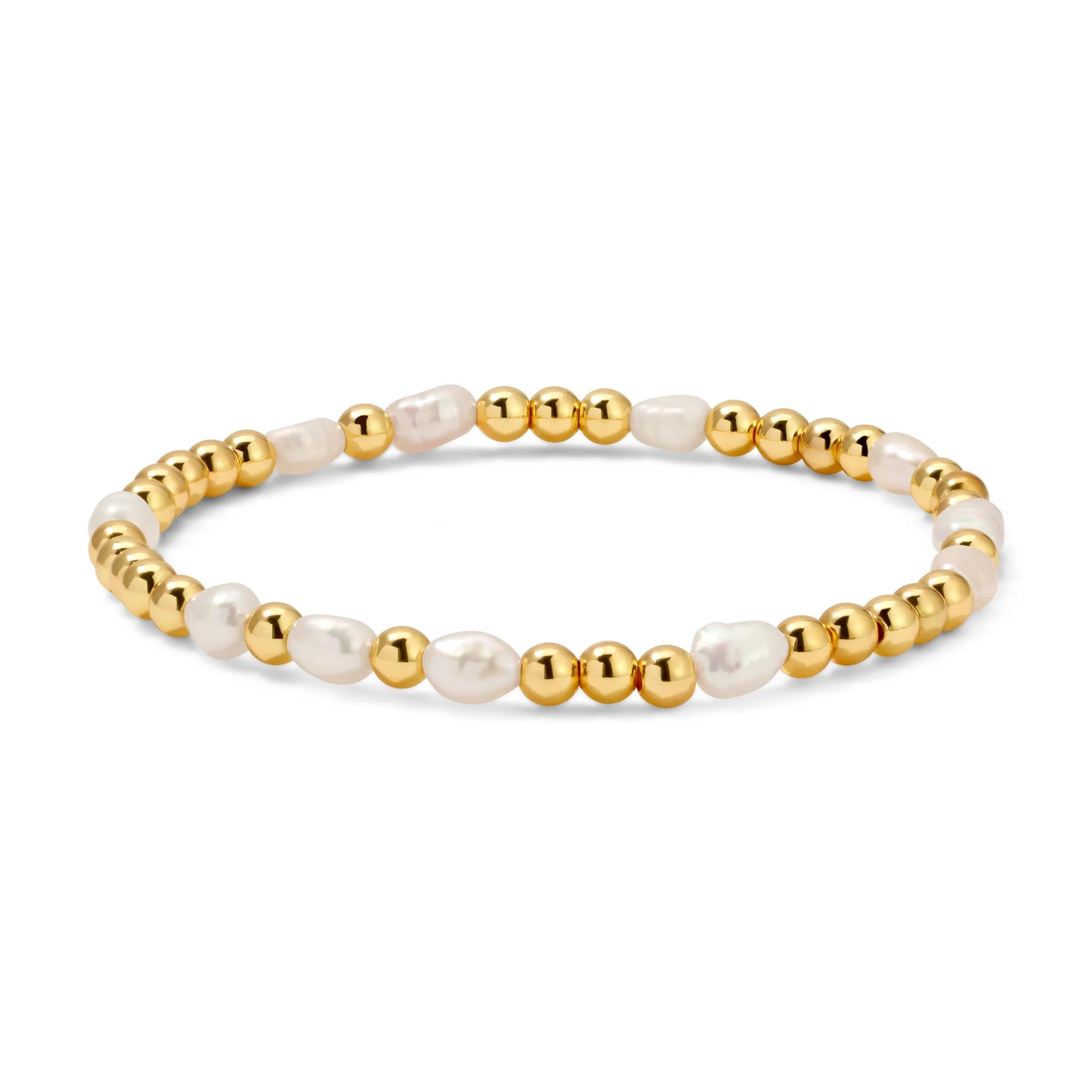 4mm Gold And Baroque Pearl Beaded Bracelet