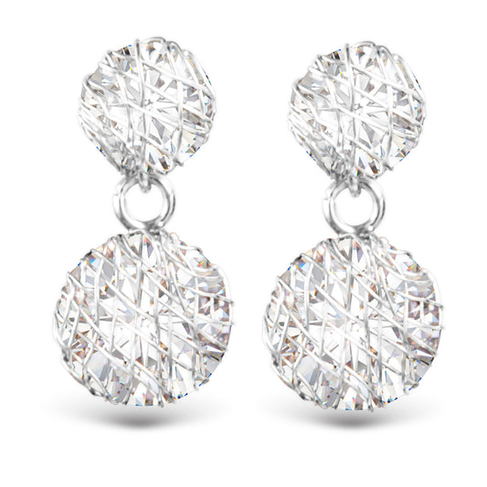 Wire Overlay CZ Drop Earrings Silver