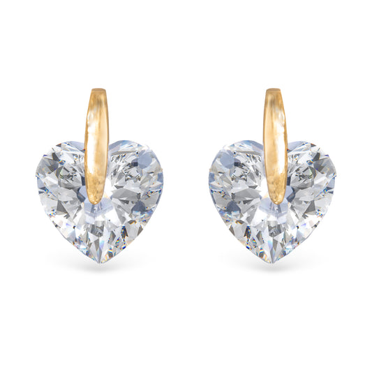 Pinched Heart CZ Earrings Gold