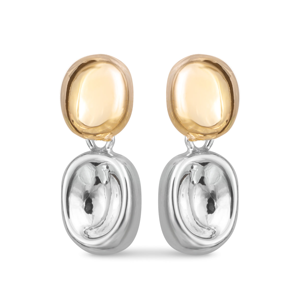 Eden Mini Drop Two Tone Stud Gold And Silver