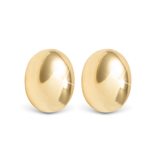 Gold puffy oval stud earrings.