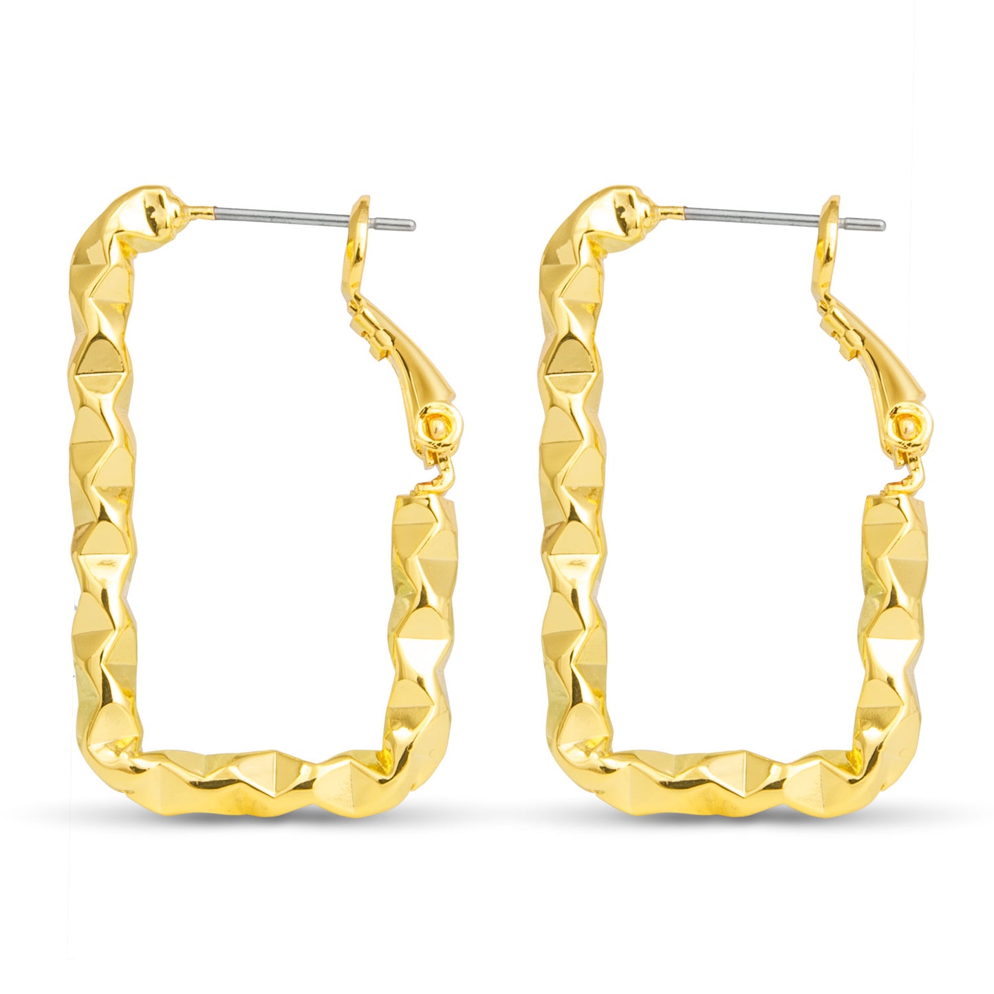 Gianna Polished Twisted Rectangle Hoop Gold