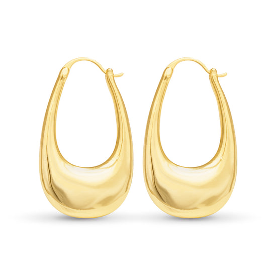 Naomi Polished Elongated Hoop Gold