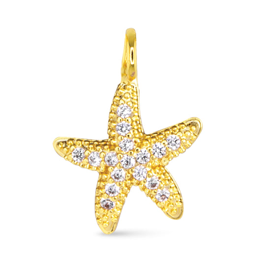 CZ Starfish Necklace Charm Gold