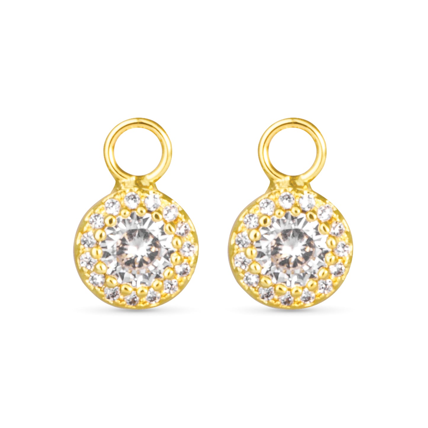 Clear CZ Halo Earring Charm Gold