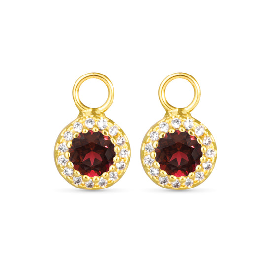 Red CZ Halo Earring Charm Gold