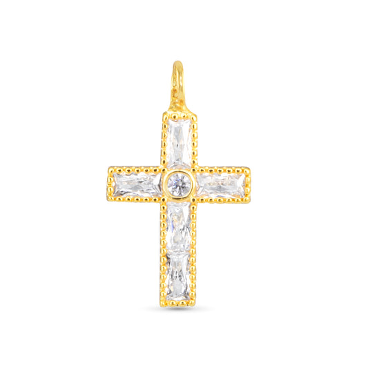 CZ Cross Necklace Charm Gold