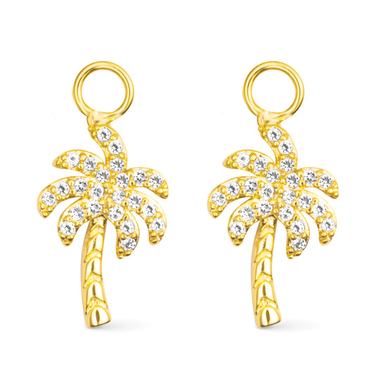 CZ Palm Tree Earring Charm Gold