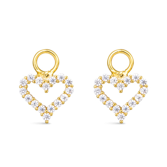 CZ Heart Earring Charm Gold