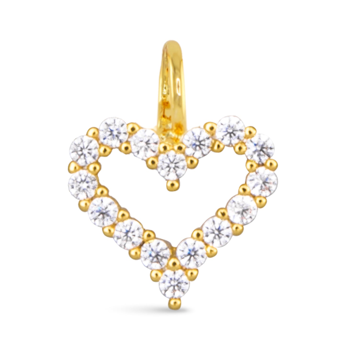 CZ Heart Necklace Charm Gold