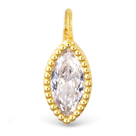 Marquise clear cubic zirconia necklace charms with a gold outline