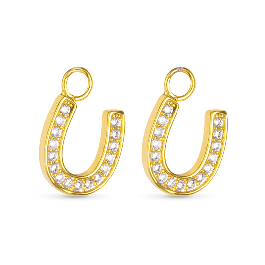 CZ Horseshoe Earring Charm Gold