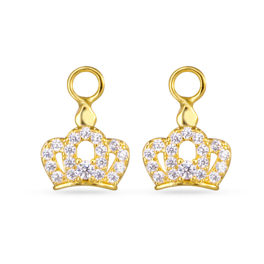 CZ Crown Earring Charm Gold