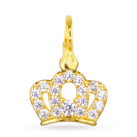 CZ Crown Necklace Charm Gold