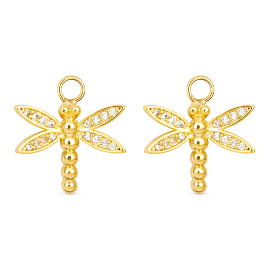 CZ Dragonfly Earring Charm Gold