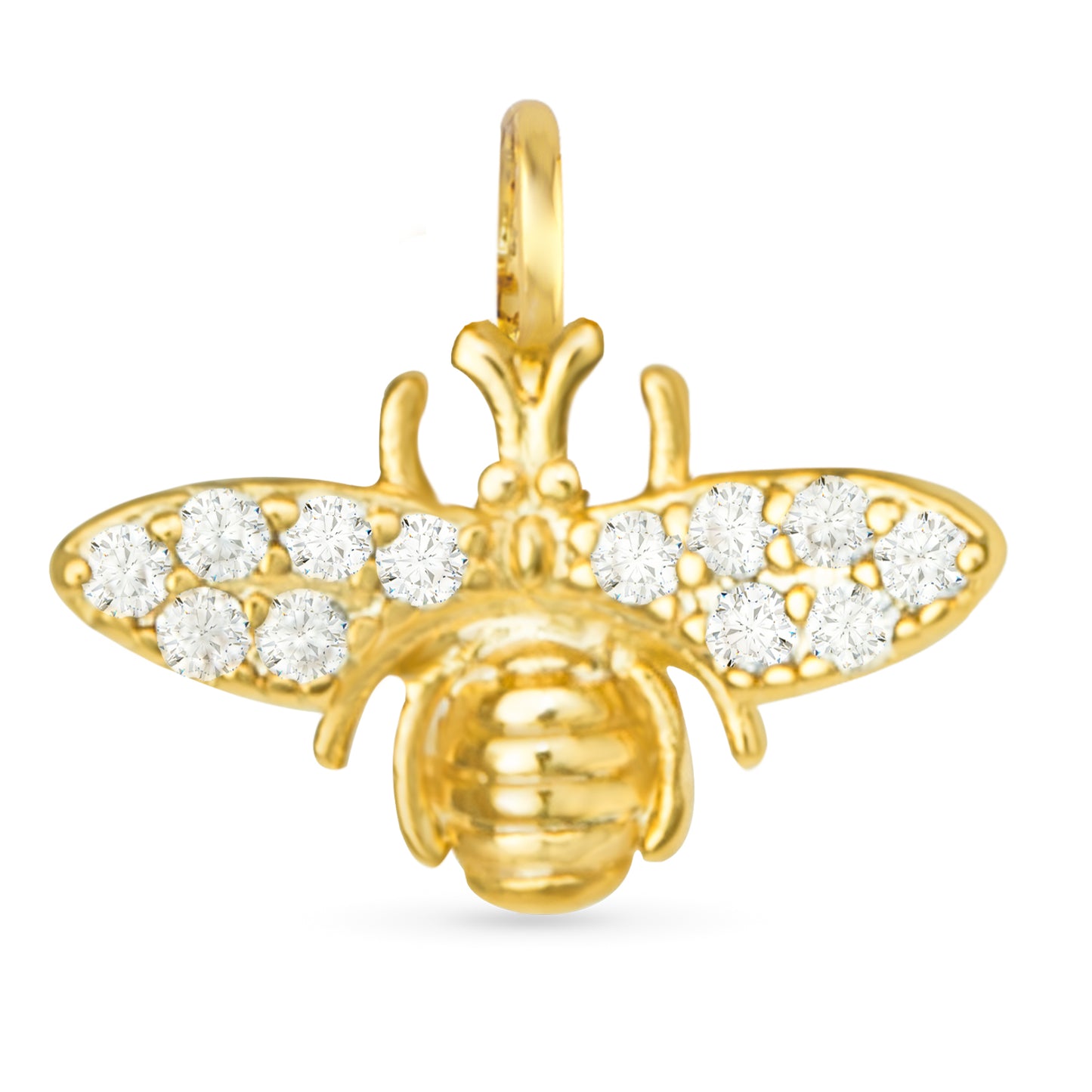 CZ Bee Necklace Charm Gold