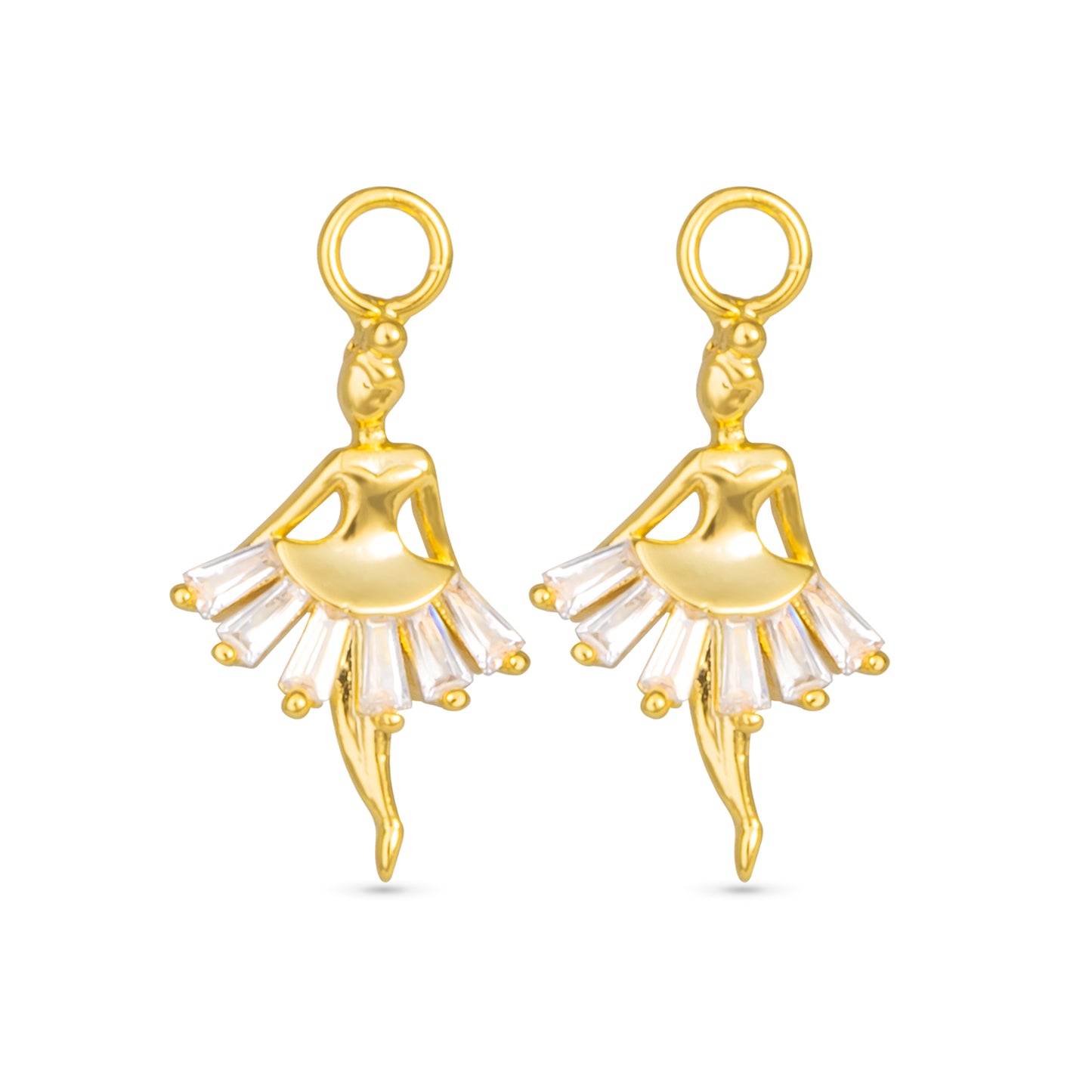 CZ Ballerina Earring Charm Gold