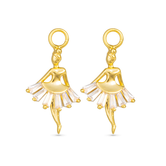 CZ Ballerina Earring Charm Gold