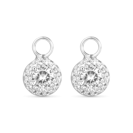 Clear CZ Halo Earring Charm Silver