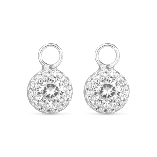 Silver earring charms with crystal design