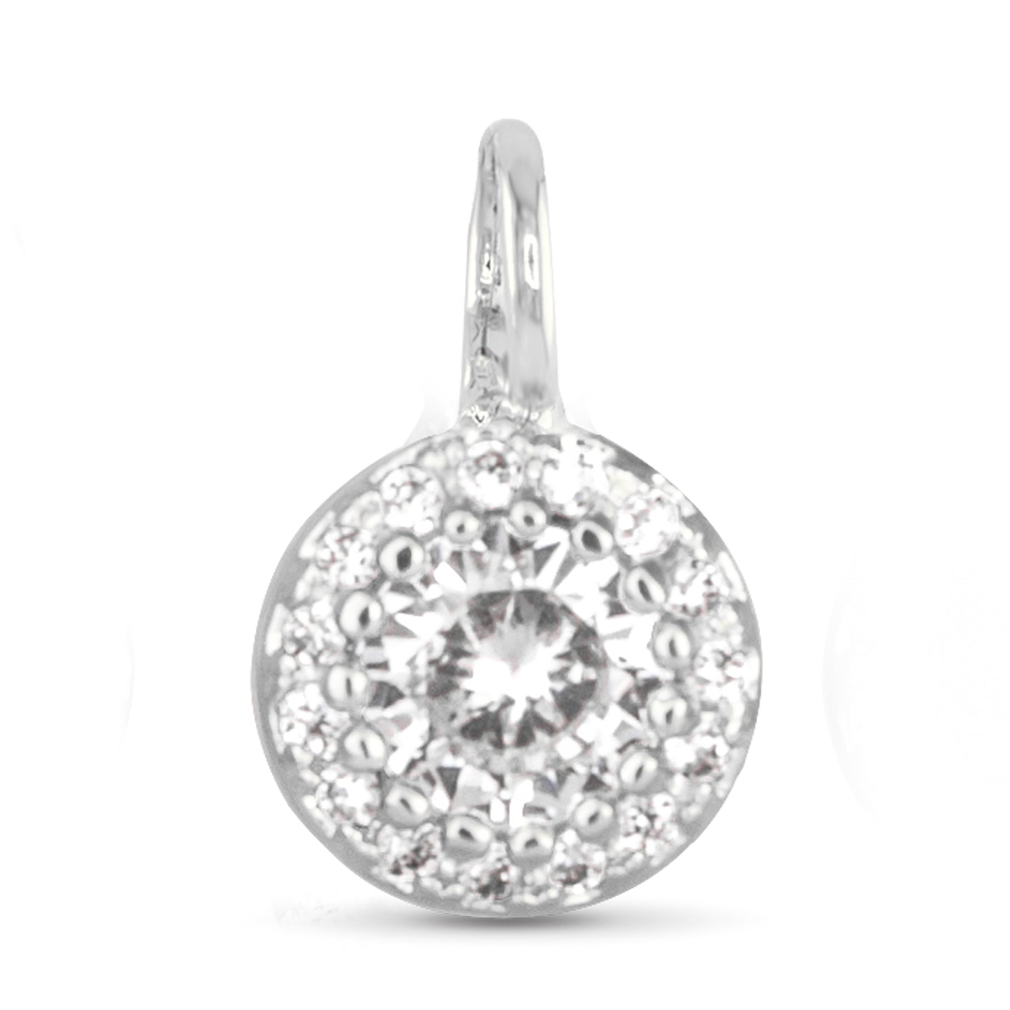 Clear CZ Halo Necklace Charm Silver