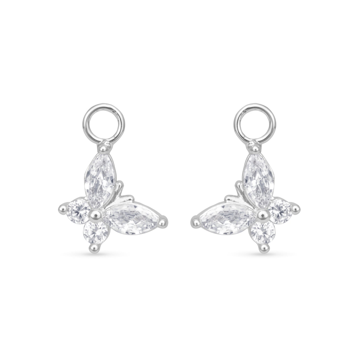 Cz Butterfly Earring Charm Silver