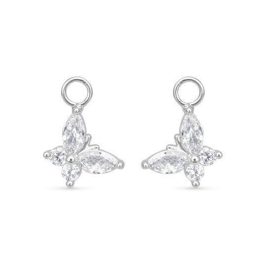 Cz Butterfly Earring Charm Silver