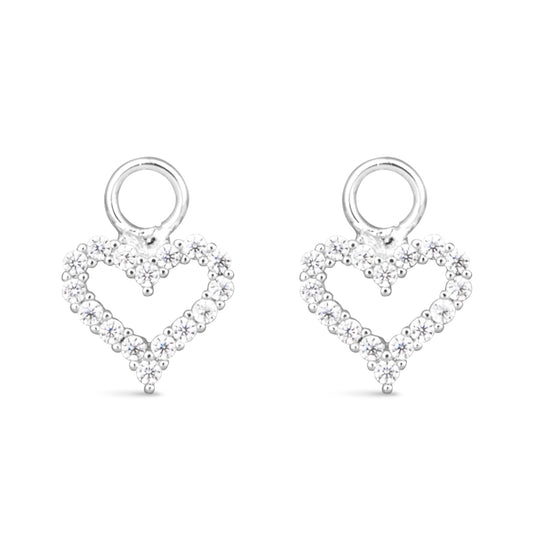 CZ Heart Earring Charm Silver