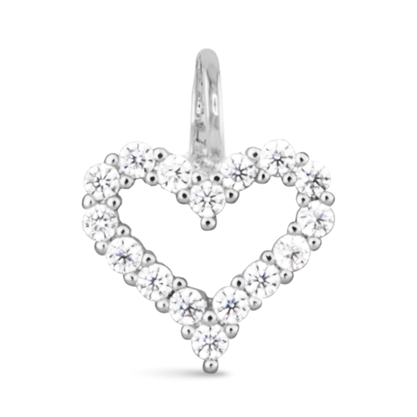 CZ Heart Necklace Charm Silver