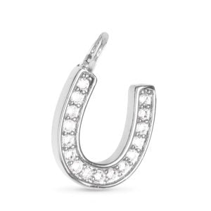 CZ Horseshoe Necklace Charm, Sterling Silver Dipped
