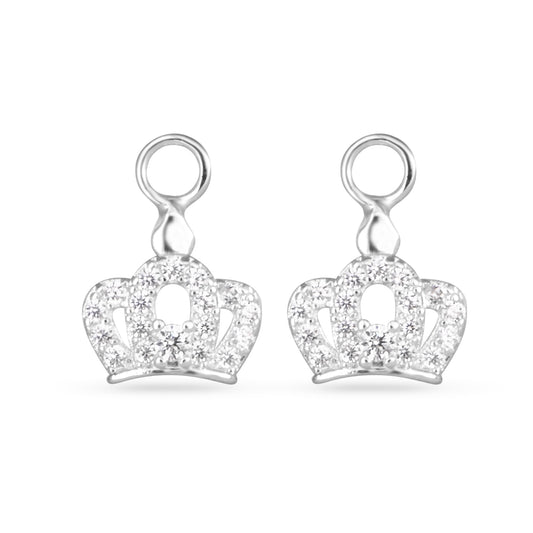 CZ Crown Earring Charm Silver