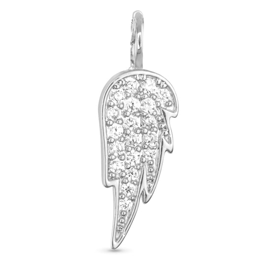 CZ Angel Wing Necklace Charm Silver