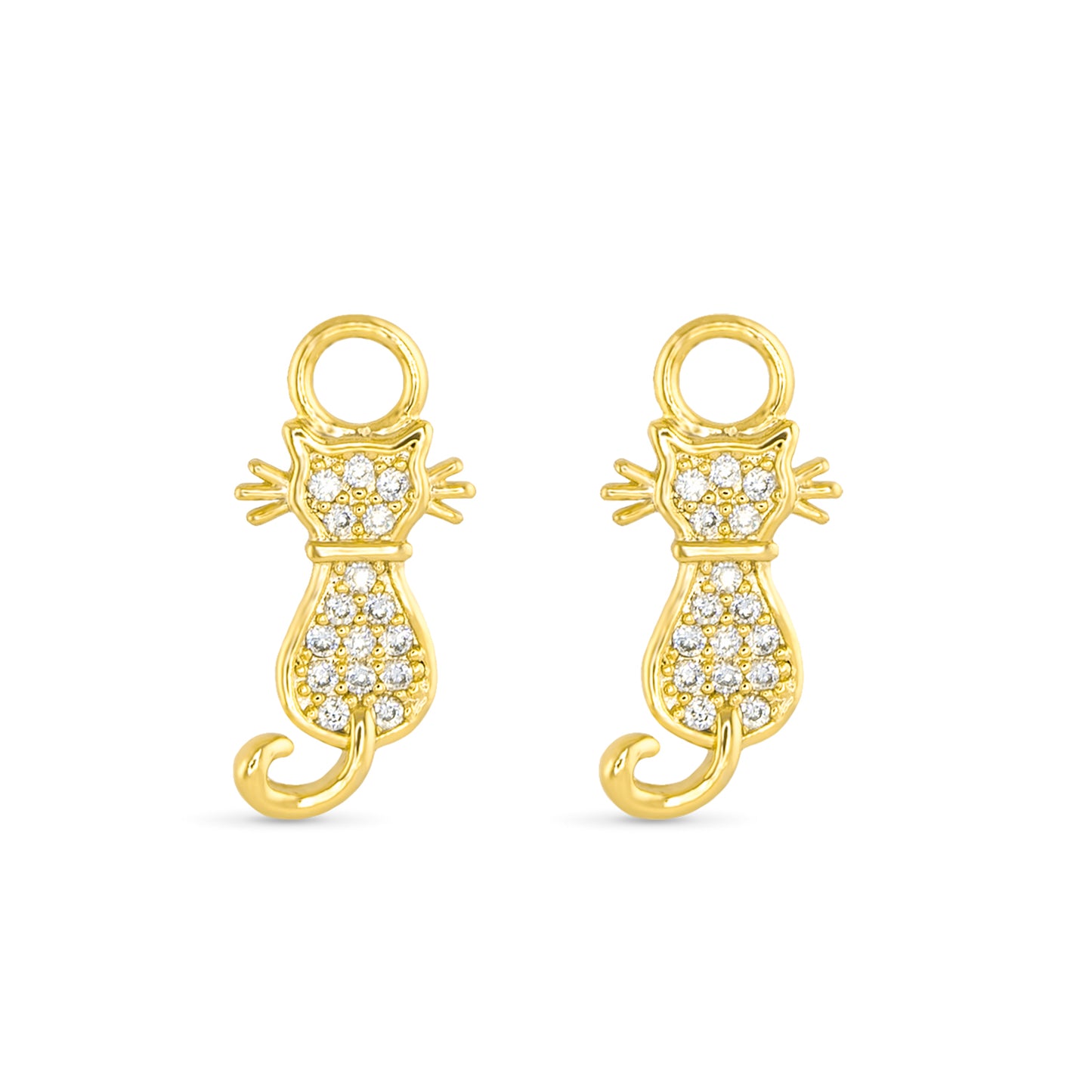 CZ Cat Earring Charms Gold