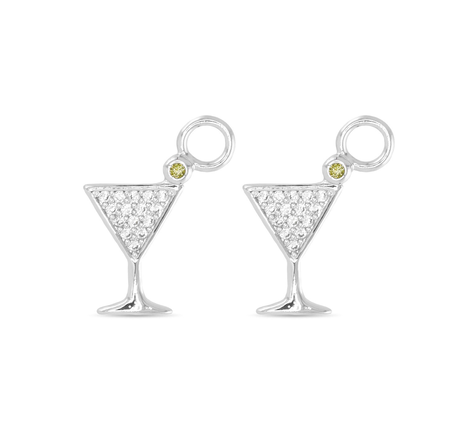 CZ Martini Earring Charm Silver