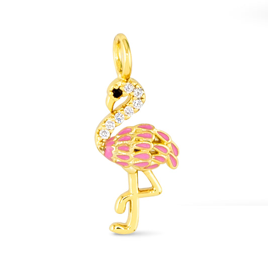 CZ Flamingo Necklace Charm Gold