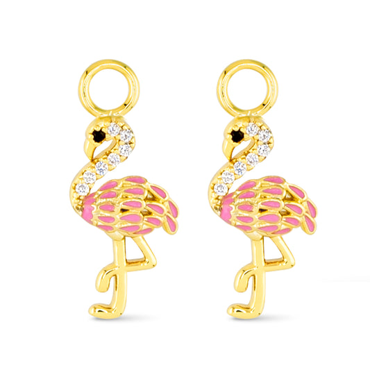 CZ Flamingo Earring Charms Gold