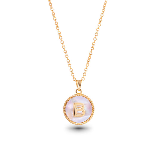 Gold Mother Of Pearl Initial Necklace