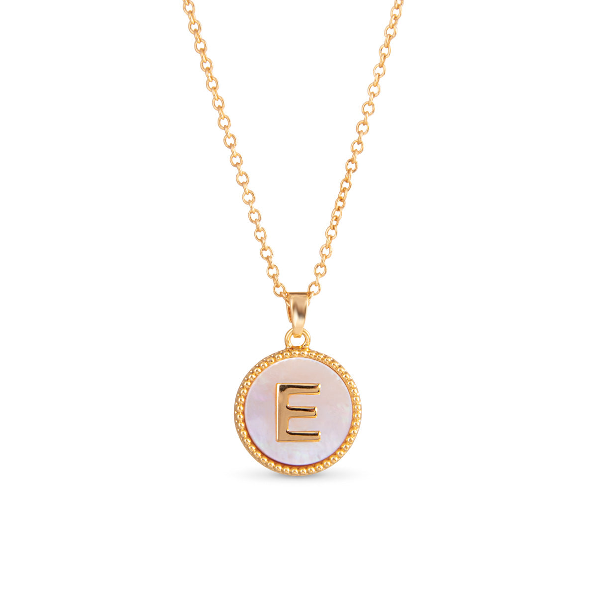 Gold Mother Of Pearl Initial Necklace