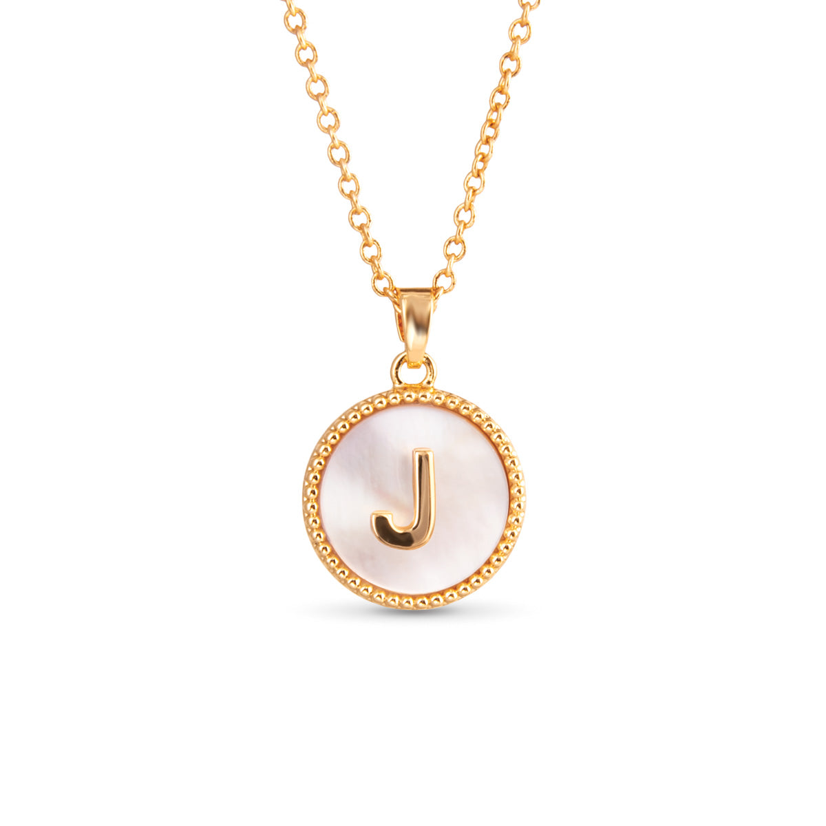 Gold Mother Of Pearl Initial Necklace